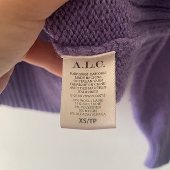 A.L.C. Oakley Knit Sweater in Amethyst Purple Sz XS Fair Isle Wool Blend Thick - Picture 4 of 9